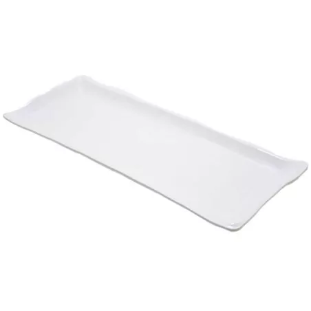 Bandeja Rectangular de Melamina de Color Blanco y Textura de 15 x 6 Pulgadas MASTER CHEF B519