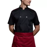 Gabacha de Manga Corta de Color Negro con Rojo Talla M CHECKEDOUT CU104D0104E-M