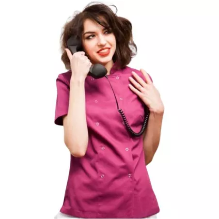 Gabacha Cruzada con Botones Metalicos y Manga Corta, Talla L, Color Lila CHECKEDOUT W104D3300A-L