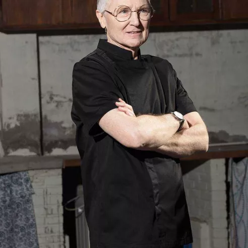 Gabacha de Chef de Alta Calidad - Placa Oculta, Manga Corta, Talla XL CHECKEDOUT CU155D0100A-XL