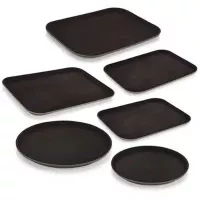 Azafate Rectangular Antideslizante de Fibra de Vidrio de 12 x 16 Pulgadas, Color Cafe MASTER CHEF JW-R1216PBR 2