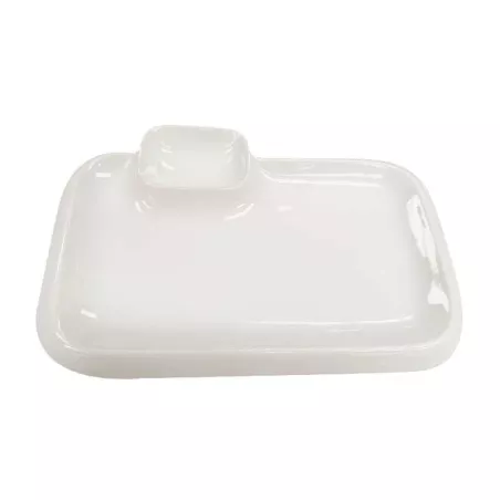 Plato Rectangular de Porcelana con Salsera 12 Pulgadas Blanco CATER MAX 11021-2