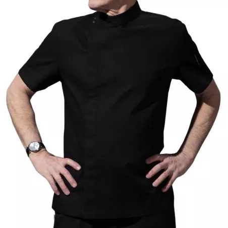 Gabacha Negra con Broches, Manga Corta Talla 3XL CHECKEDOUT CU119D0100Y-3XL