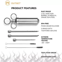 Inyector de Salsas de Acero Inoxidable, Set de 6 Piezas OUTSET 76456