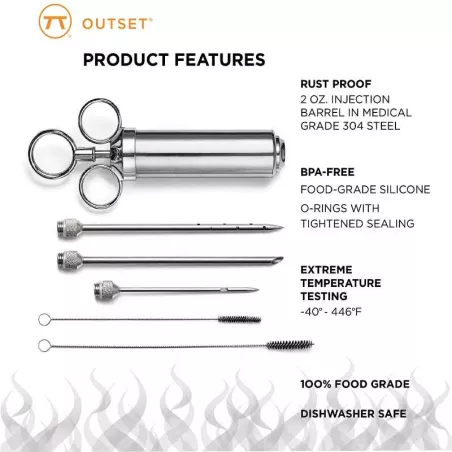 Inyector de Salsas de Acero Inoxidable, Set de 6 Piezas OUTSET 76456