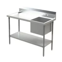 Mesa de Acero Inoxidable con Pileta a la Derecha de 180 x 70 x 90 Centimetros QUANTUM PRO PL180D