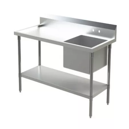 Mesa de Acero Inoxidable con Pileta a la Derecha de 180 x 70 x 90 Centimetros QUANTUM PRO PL180D