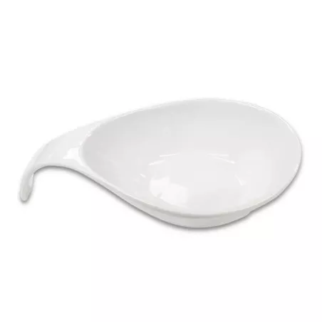 Plato de Porcelana en Forma de Hoja Pequeno 16-1/2 x 9 Centimetros Blanco CATER MAX 15060-1