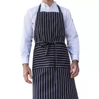 Delantal de Cocina de Lazo Largo, Ajustable con dos bolsillos, Color Negro con Rayas Blancas CHECKEDOUT CU305S8600H