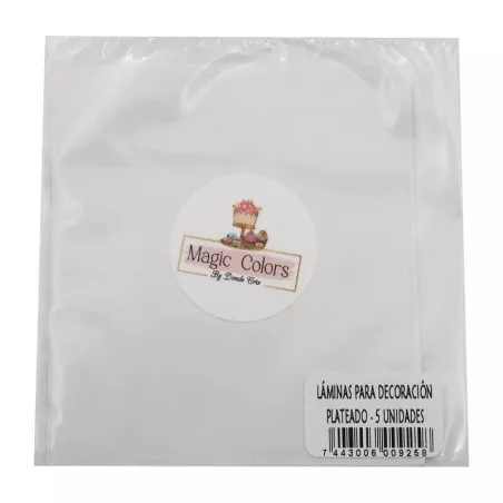 Laminas de Decoracion de Color Plateado, Paquete de 5 Unidades MAGIC COLORS P0521