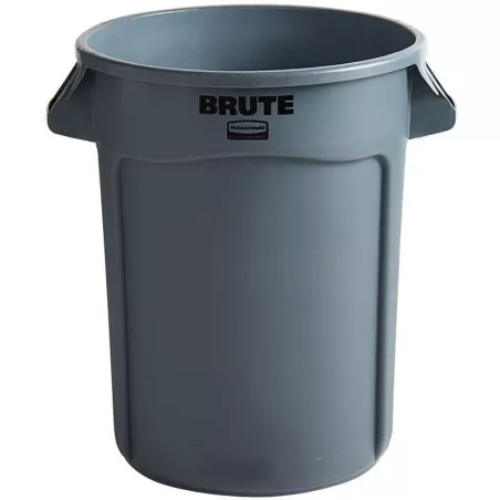 Basurero Redondo Brute de 32 Galones, Color Gris RUBBERMAID FG263200GRAY