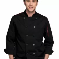 Gabacha para Chef con Abotonadura Doble, Manga Larga, Talla XXL, Color Negro CHECKEDOUT U127C0104A-XXL