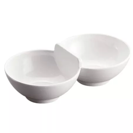 Plato Salsero de Melamina Doble de 20 x 11 x 6 Centimetros, Color Blanco  MASTER CHEF D077