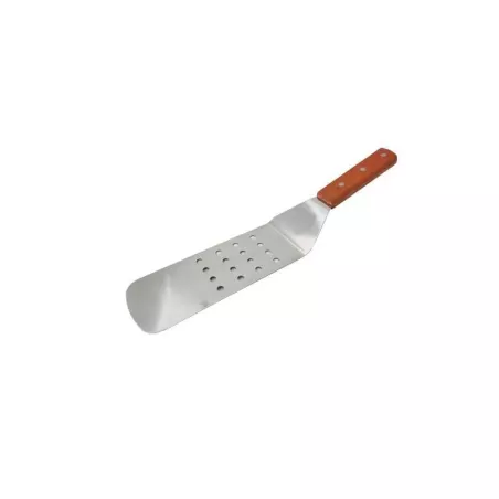 Espatula de Acero Inoxidable Perforada con Puno de Madera de 10 x 3 Pulgadas MASTER CHEF WTPF-10