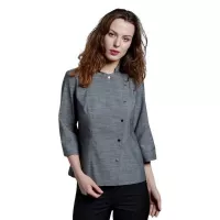 Gabacha para Mujer Cruzada, Manga 3/4, Talla M, Color Gris  CHECKEDOUT CW1070Z059000T4-M