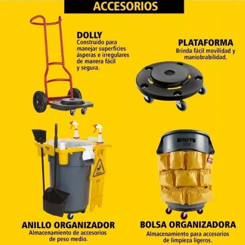 Basurero Redondo de 4 Galones Brute de Color Verde RUBBERMAID 1779741