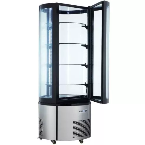 Vitrina Refrigerada Redonda de 68 x 175 Centimetros, Color Negro QUANTUM PRO RDC400