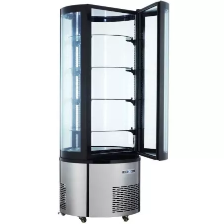 Vitrina Refrigerada Redonda de 68 x 175 Centimetros, Color Negro QUANTUM PRO RDC400