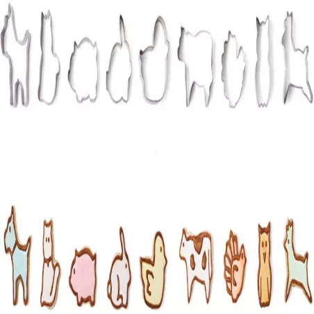 Cortadores de Galletas con Diseno de Animales, Set de 9 Piezas FOX RUN BRANDS 3645