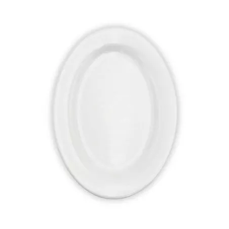 Platon Ovalado de Porcelana de Borde Delgado 9.5 Pulgadas Blanco ARNI S6504