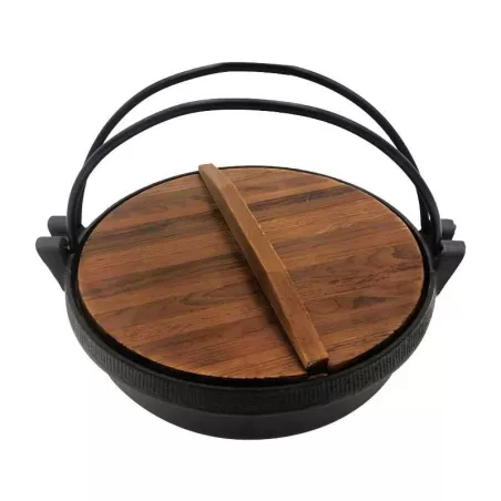 Sarten de Hierro Fundido de 10 Pulgadas con Tapa de Madera MASTER CHEF FRS-496