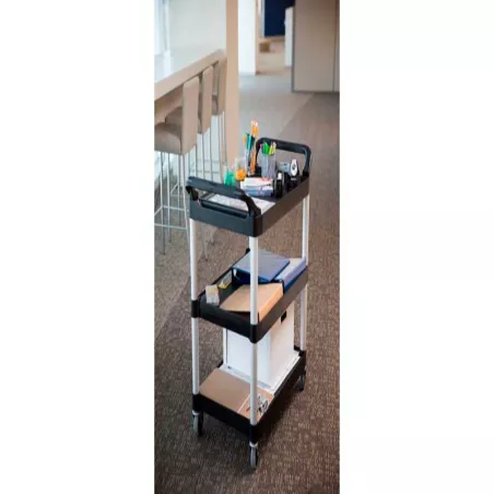 Carro Utilitario de 85 x 47 x 96 Centimetros de Color Negro RUBBERMAID FG342488BLA