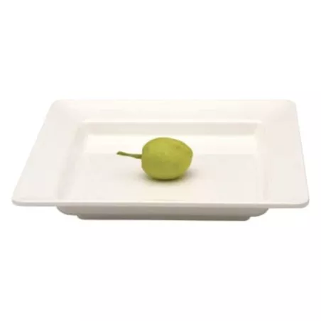 Platon de Melamina Cuadrado de 13 x 13 x 2 Pulgadas, Color Blanco  MASTER CHEF B587