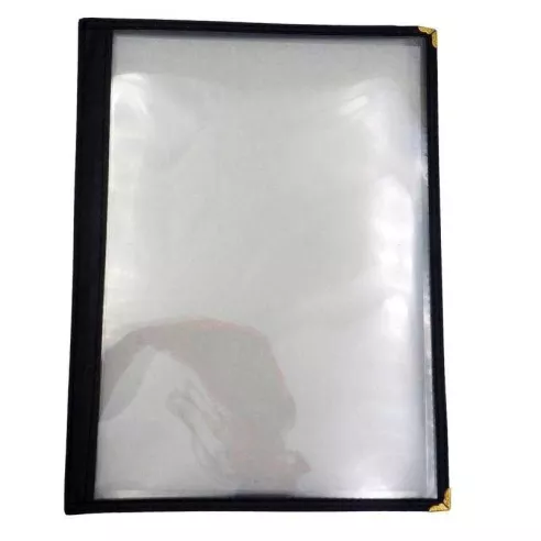 Porta Menu Cuadruple de -1/2 X 11 Pulgadas con Bordes Negros MASTER CHEF MC-4BK