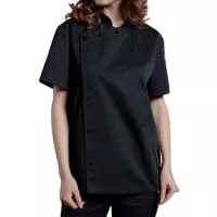 Gabacha Cruzada de Manga Corta de Color Negro Talla L CHECKEDOUT CU1107D0100A-L