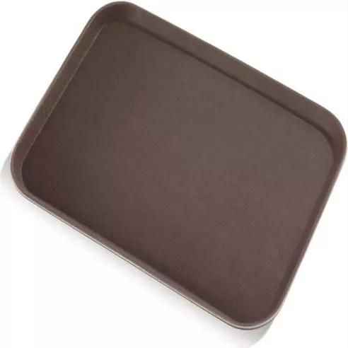 Azafate Antideslizante Rectangular de Polipropileno de 16 x 22 Pulgadas, Color Cafe  MASTER CHEF JW-R1622PBR