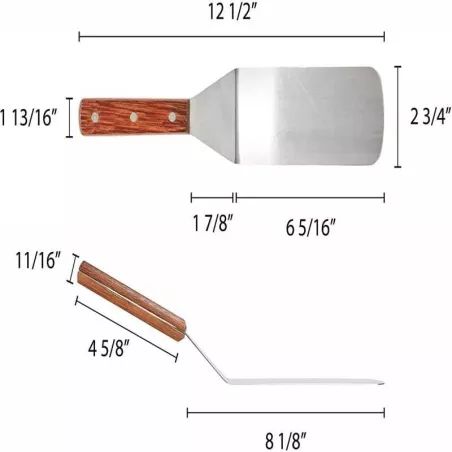 Espatula Volteadora de Acero Inoxidable de 6 pulgadas con Puno de Madera THUNDER SLTWBT006