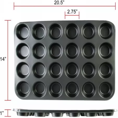 Molde para Cupcakes de Teflon de 24 Cavidades. THUNDER SLKMP024