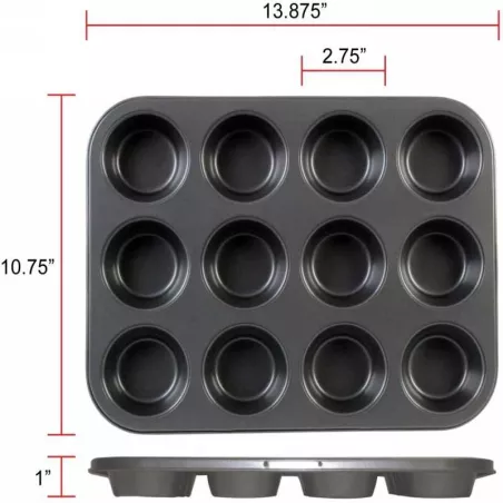 Molde de Teflon  para Cupcakes de 12 Cavidades. THUNDER SLKMP012