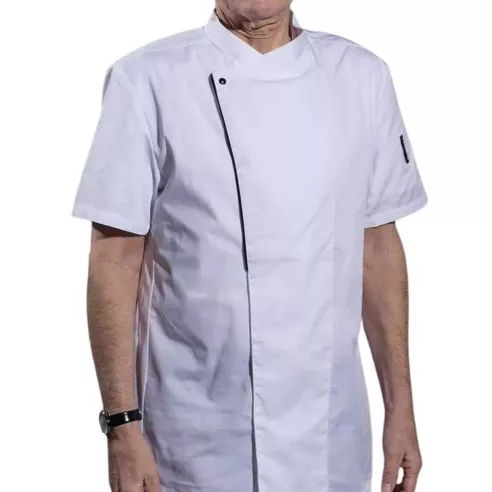 Gabacha Cruzada de Manga Corta de Color Blanco Talla  XL CHECKEDOUT CU110D0201E-XL