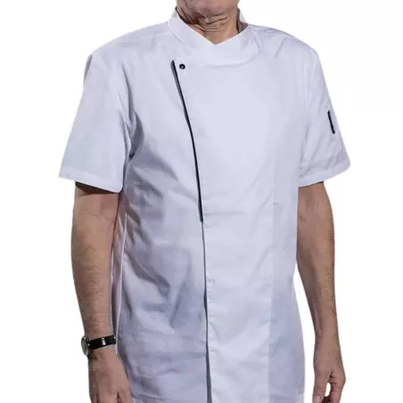 Gabacha Cruzada de Manga Corta de Color Blanco Talla  XL CHECKEDOUT CU110D0201E-XL