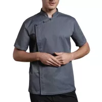 Gabacha Cruzada de Manga Corta de Color Gris de 2XL CHECKEDOUT CU1107D5900A-2XL