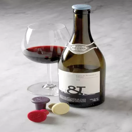 Tapon de Silicon para Botella de Vino, Paquete de 4 Unidades de Colores Surtidos FOX RUN BRANDS B229