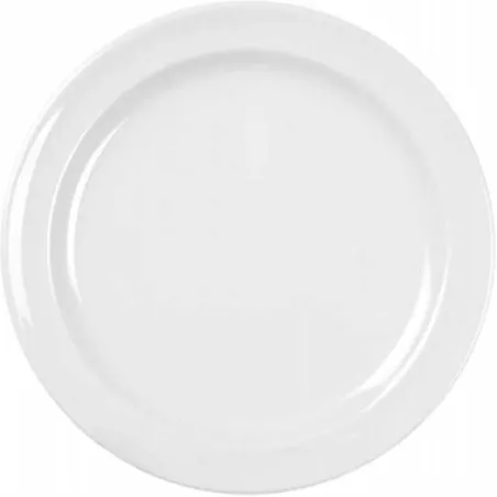 Plato Redondo de Melamina de Borde Ancho de 7 Pulgadas de Color Blanco MASTER CHEF 207-WHITE