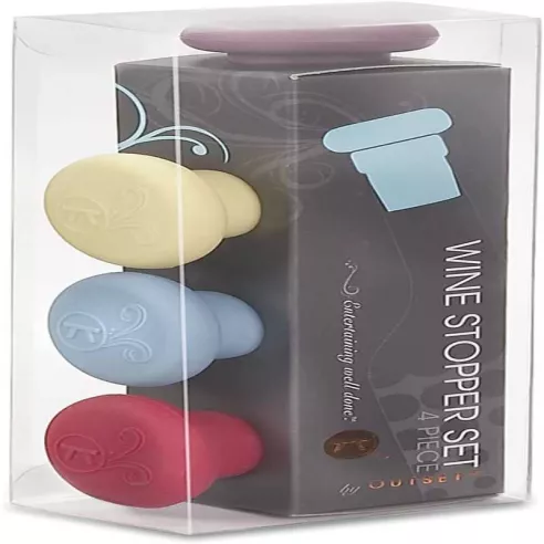 Tapon de Silicon para Botella de Vino, Paquete de 4 Unidades de Colores Surtidos FOX RUN BRANDS B229