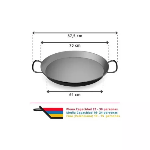 Paellera de Hierro Pulido de 70 Centimetros / 30 Plazas VAELLO 0170
