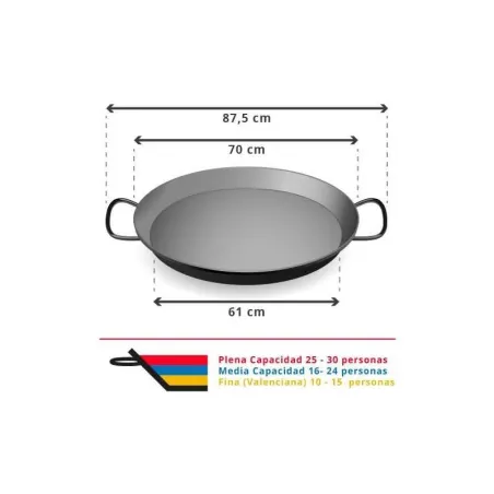 Paellera de Hierro Pulido de 70 Centimetros / 30 Plazas VAELLO 0170