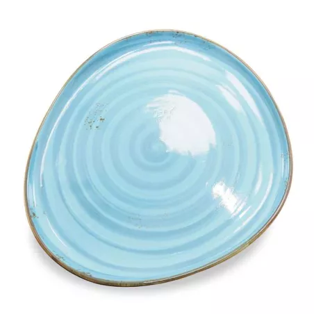 Plato Triangular de Porcelana Azul con Borde Dorado 11 Pulgadas ARNI C1410-SC03