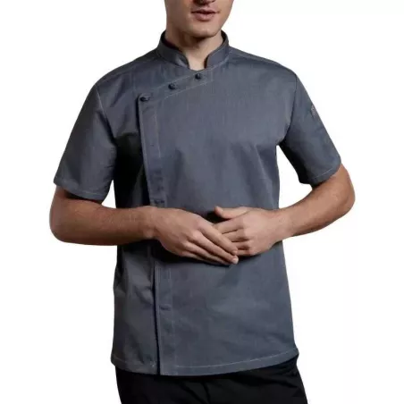 Gabacha Cruzada de Manga Corta de Color Gris Talla M CHECKEDOUT CU1107D5900A-M