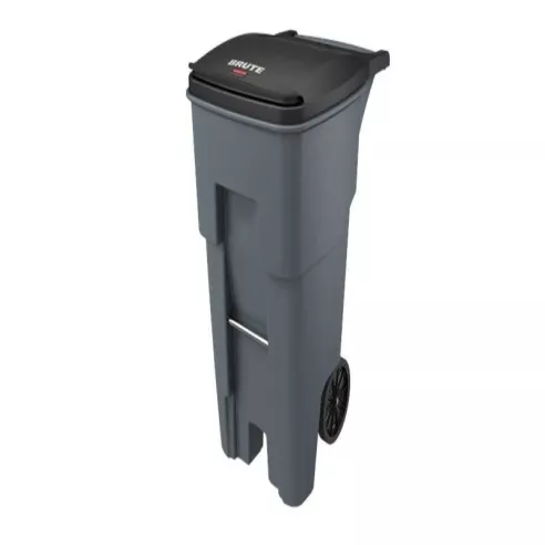 Basurero Rollout con Ruedas de 65 Galones de Color Gris RUBBERMAID FG9W2100GRAY