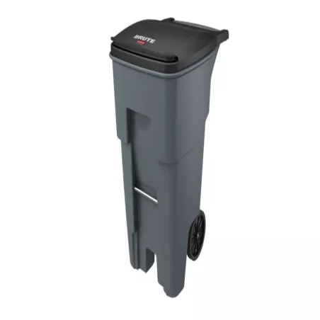 Basurero Rollout con Ruedas de 65 Galones de Color Gris RUBBERMAID FG9W2100GRAY