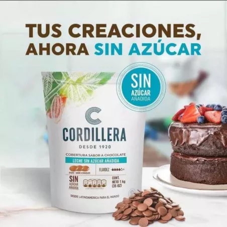 Cobertura de Chocolate sin  Azucar Anadidos de 1000 Gramos CORDILLERA 1052016