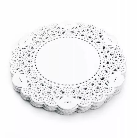 Blonda Redonda de 4 Pulgadas con Borde de Encaje, Bolsa de 50 Unidades, Color Blanco SIN ASIGNAR 137005/HJ