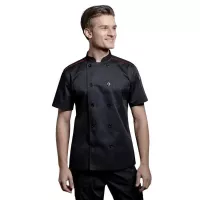 Gabacha Negra con Vivo de Color Vino de Manga Corta de Talla L CHECKEDOUT CU104D0104E-L 2