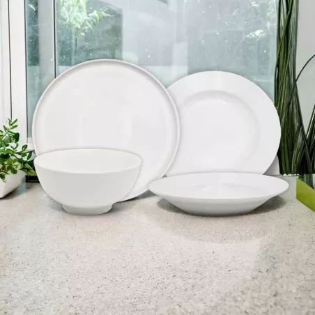 Plato Redondo de Porcelana de Borde Delgado 8.25 Pulgadas Blanco ARNI S4851