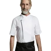 Gabacha Cruzada de Manga Corta de Color Blanco Talla  XL CHECKEDOUT CU110D0201E-XL